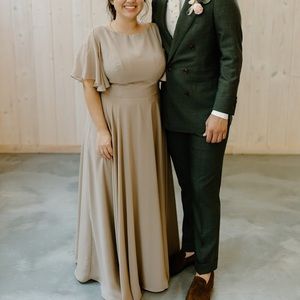 Modest Taupe Bridesmaid Dress